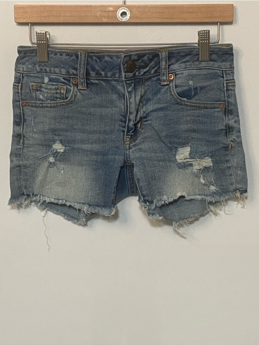 American Eagle Outfitters Distressed Denim Jean Midi Shorts